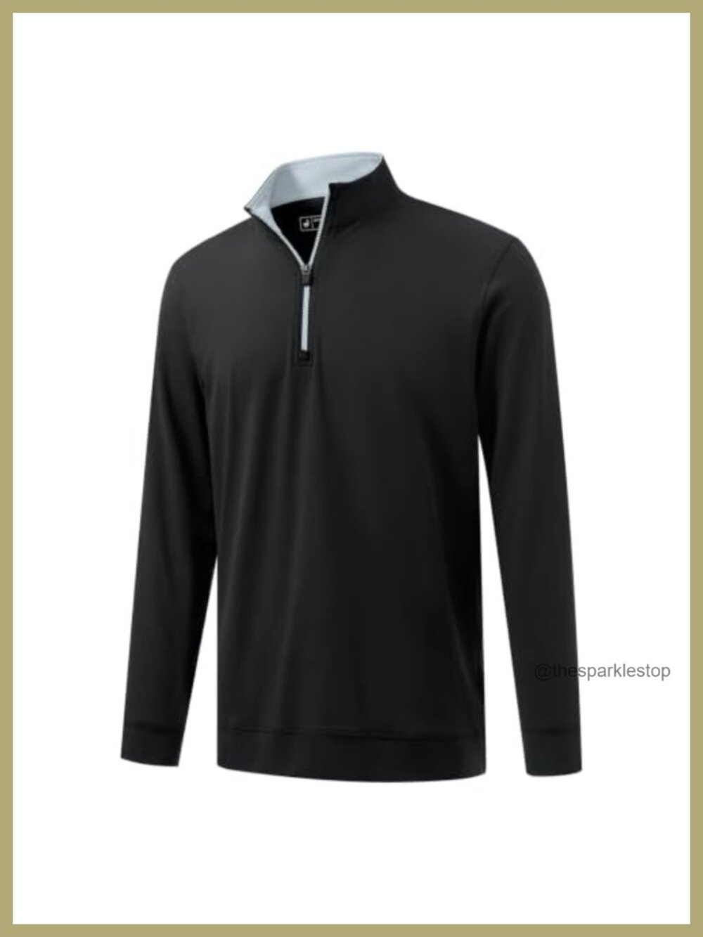 Mens Quarter Zip Pullover Sweatshirt Golf Long Sleeve Mock Neck Polyester